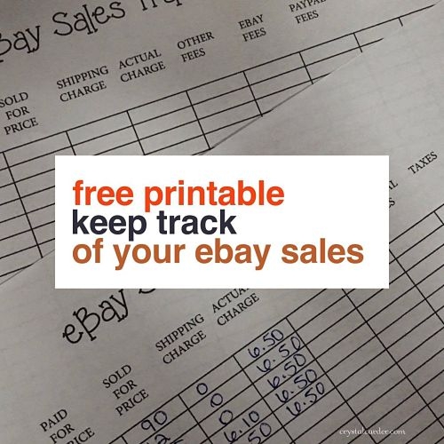 FREE EBay Sales Tracker Printable Crystal Carder