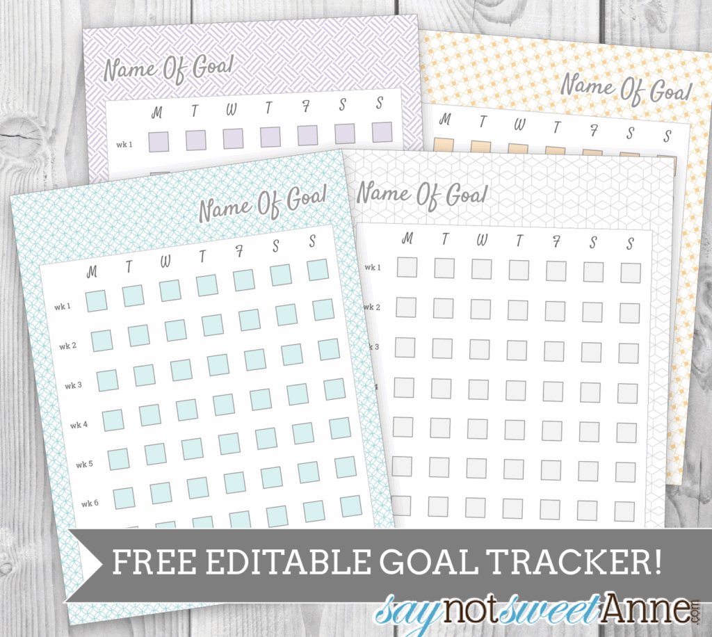 Free Editable Printable Goal Tracker Sweet Anne Designs Goal 