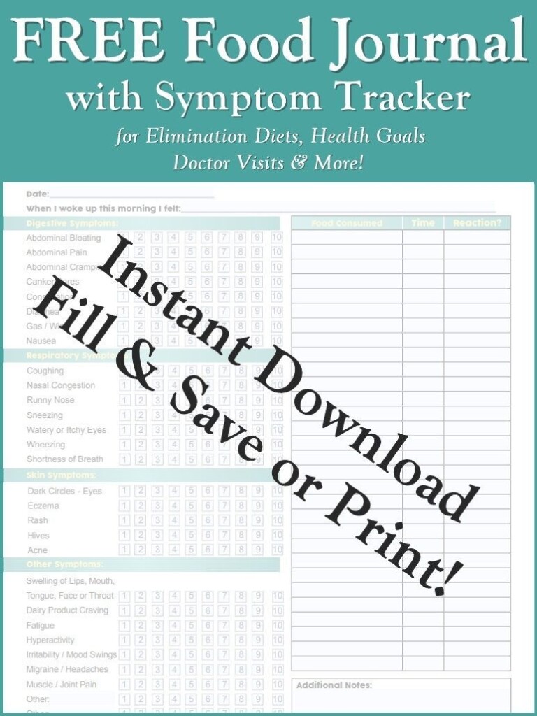 FREE Food Journal With Symptom Tracker For You And Your Doctor Food 