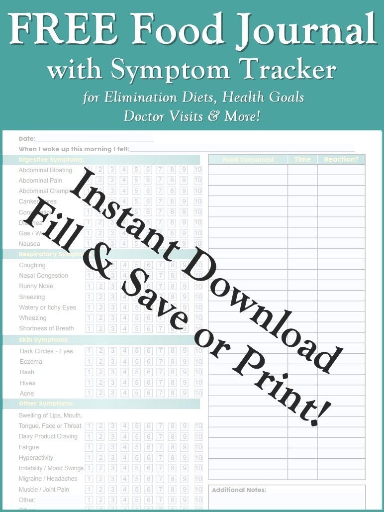 FREE Food Journal With Symptom Tracker For You And Your Doctor Food