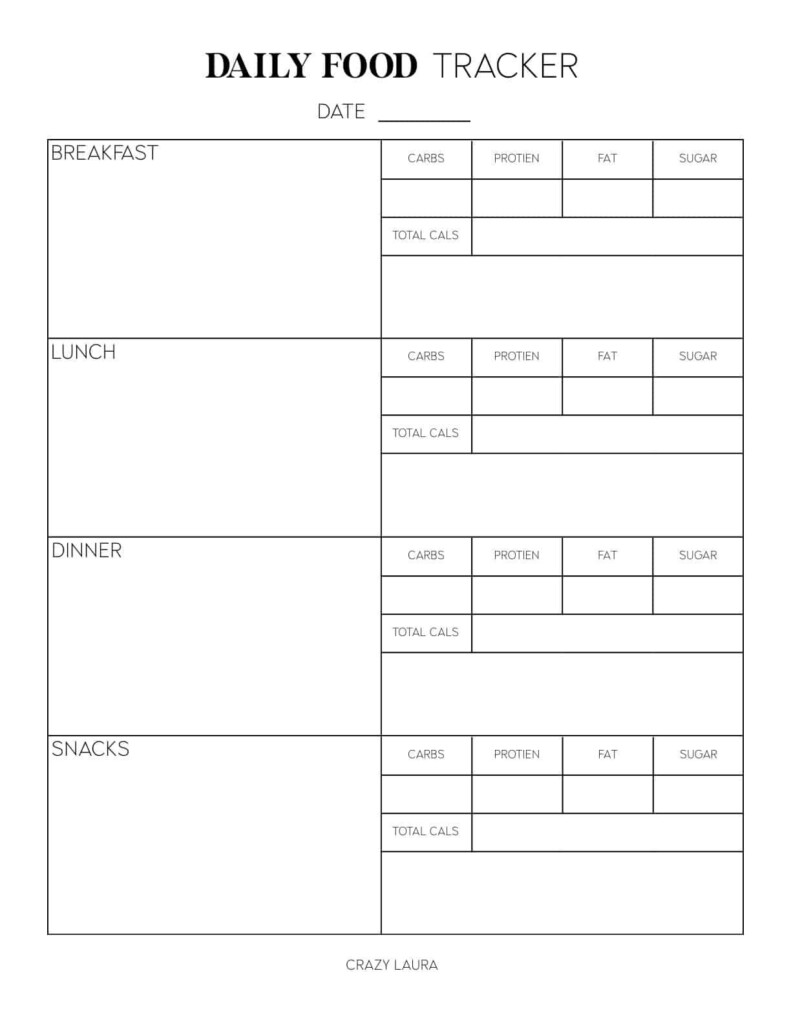 Free Food Tracker Printable Simple And Detailed Pages Food Tracker 