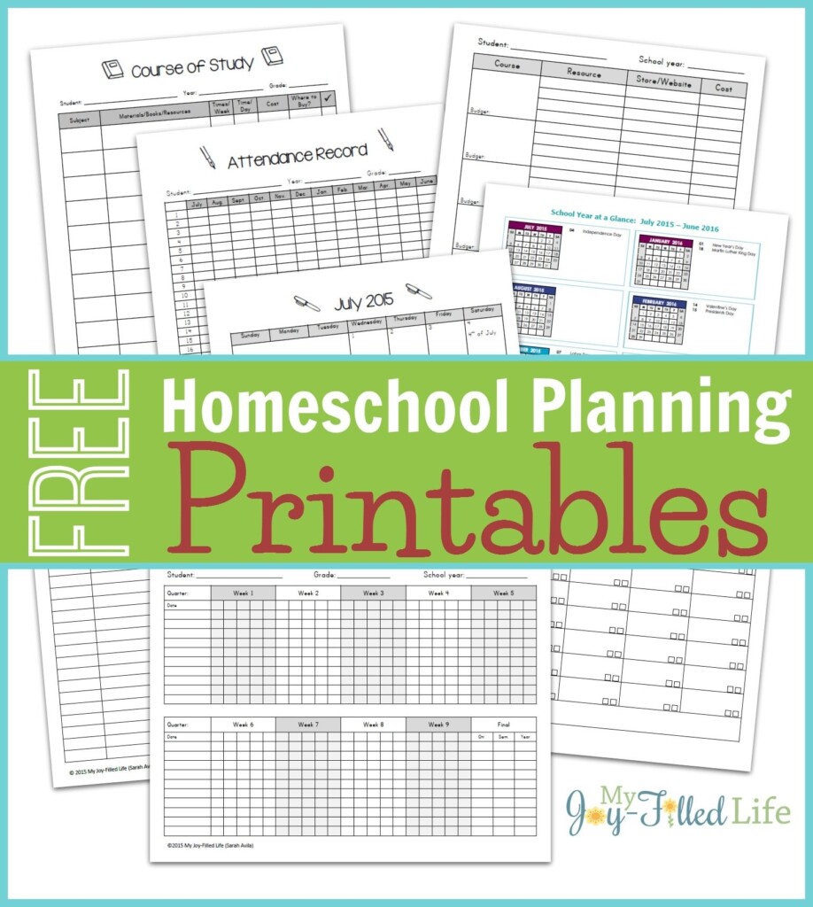 FREE Homeschool Planning Printables Weekly Monthly Yearly Calendars 