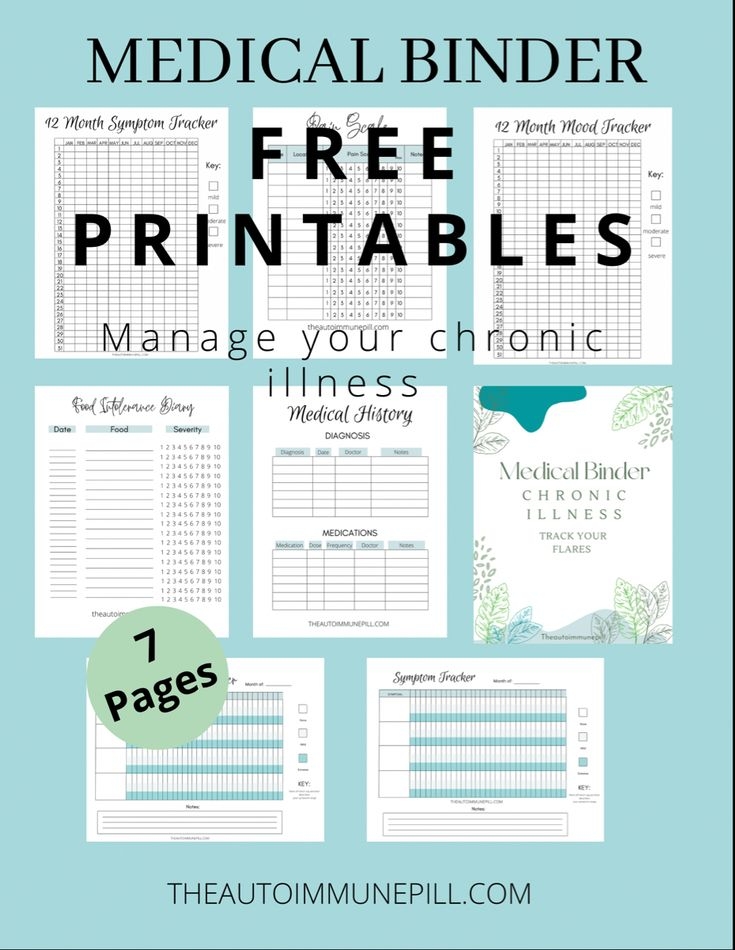 Free Medical Binder Printables Chronic Illness Tracker Medical 