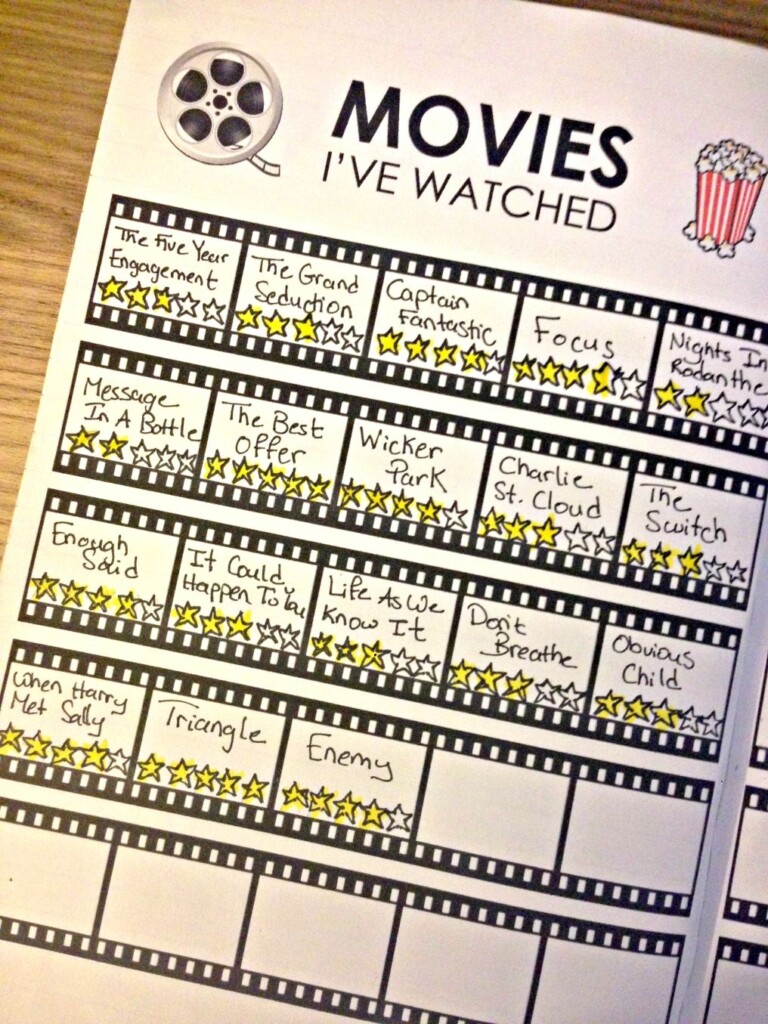 FREE Movie Tracker Printable Film Reels Tracking Films You ve 