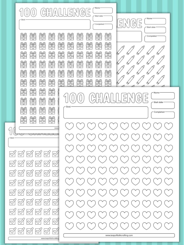 FREE Printable 100 Day Challenge Calendar Habit Tracker Leap Of 