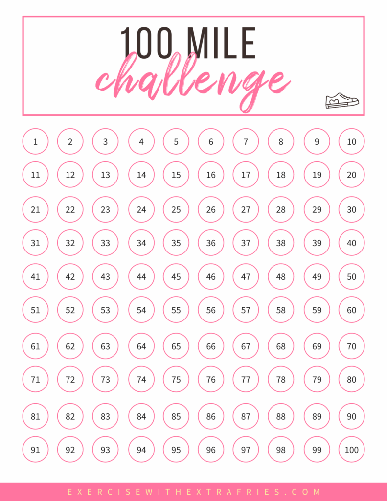 Free Printable 100 Mile Challenge