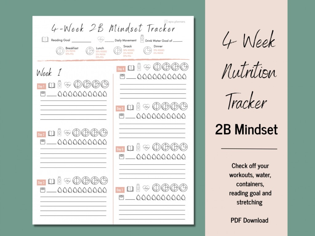 Free Printable 2b Mindset Tracker Pdf