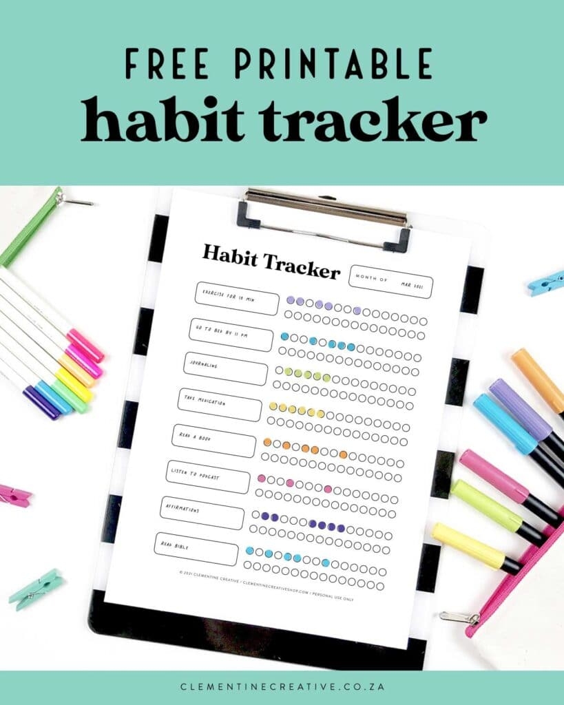 Free Printable 30 Day Habit Tracker Clementine Creative