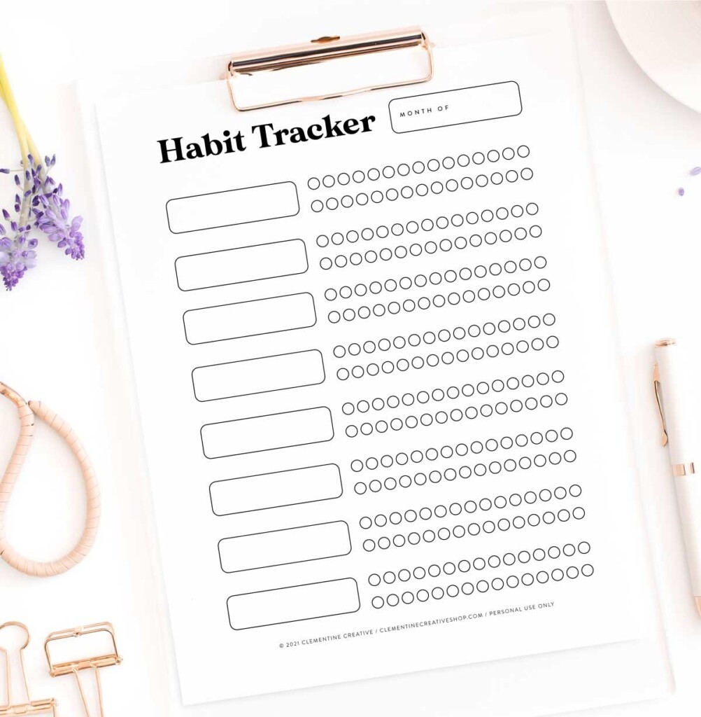 Free Printable 30 Day Habit Tracker Clementine Creative