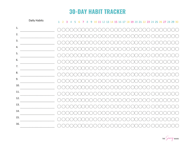 Free Printable 30 Day Habit Tracker Free Printables Hub