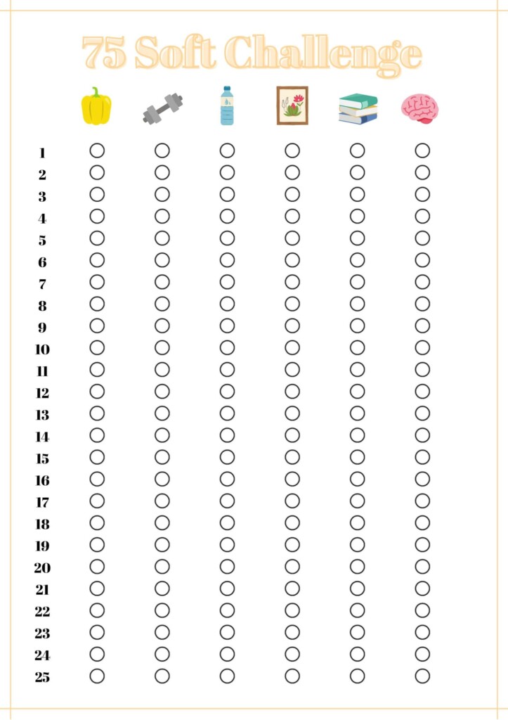 Free Printable 75 Day Soft Challenge Templates PDF Checklist Tracker