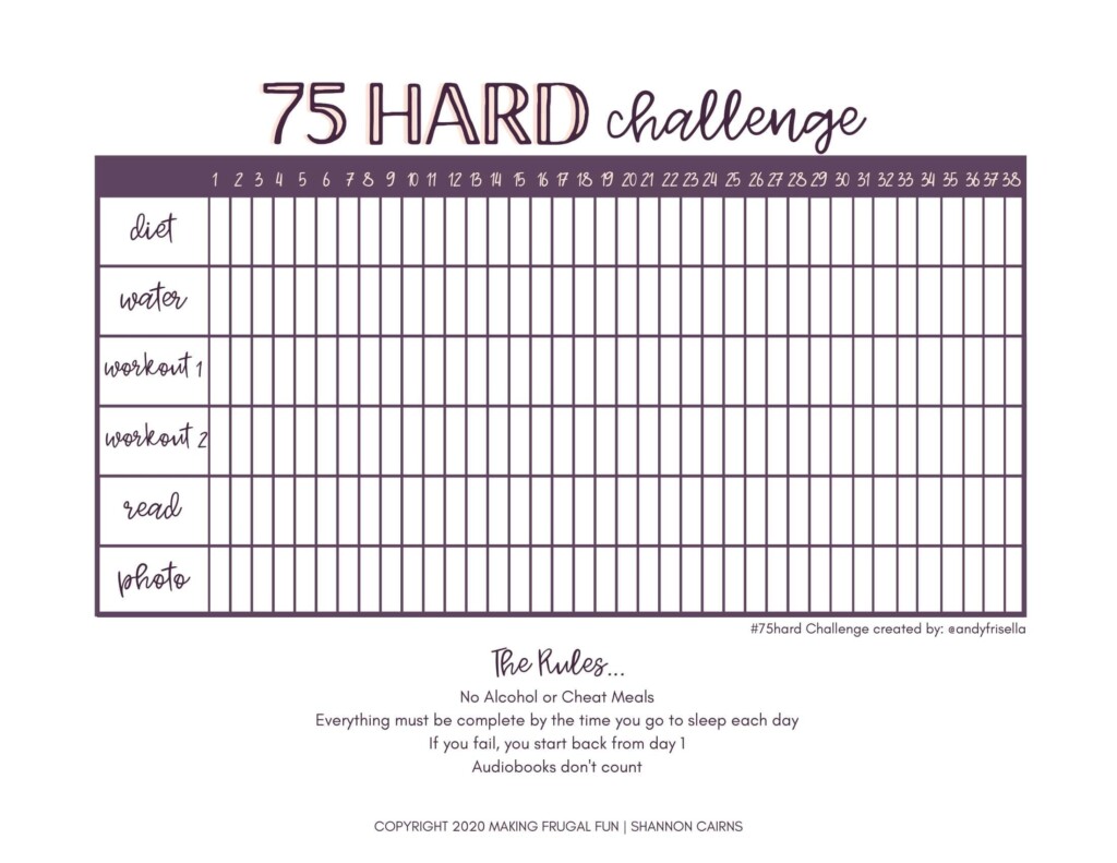 Free Printable 75 Day Soft Challenge Templates PDF Checklist Tracker