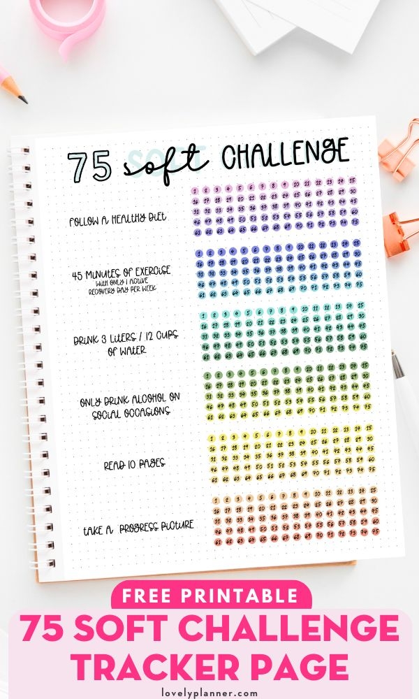 Free Printable 75 Soft Challenge Tracker Lovely Planner