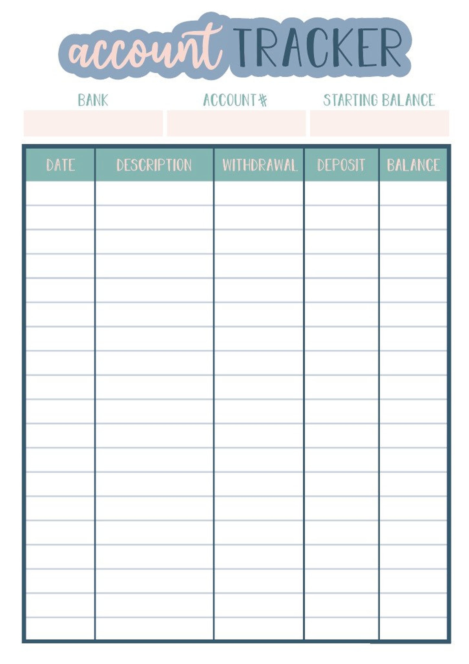 Free Printable Account Tracker Gulfawards