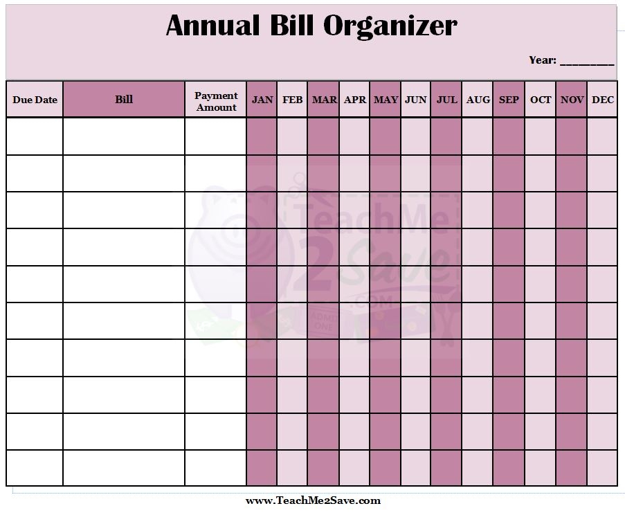 FREE Printable Annual Bill Organizer Funtastic Life