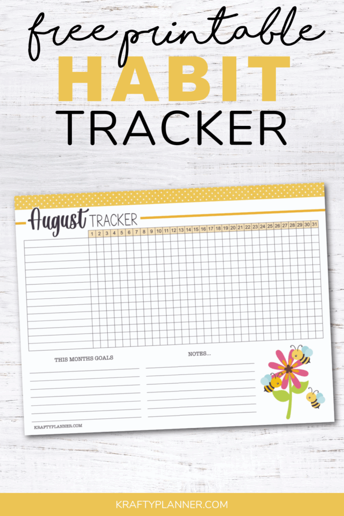 Free Printable August Habit Tracker Krafty Planner