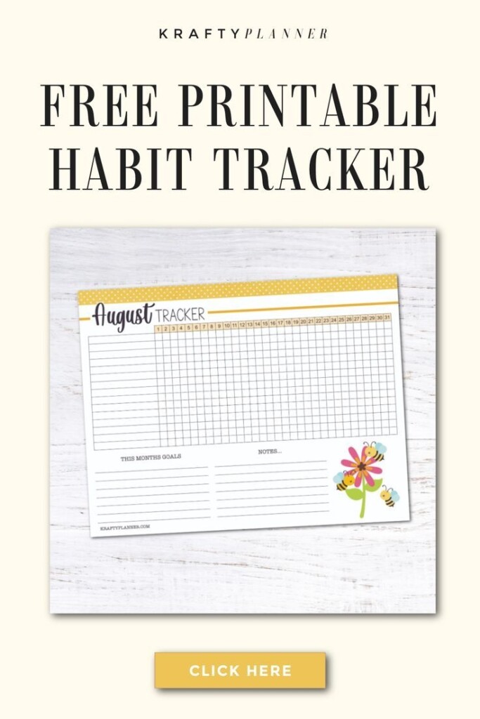 Free Printable August Habit Tracker Krafty Planner Habit Tracker 
