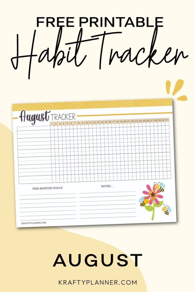 Free Printable August Habit Tracker Krafty Planner Habit Tracker 
