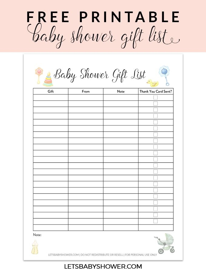 Free Printable Baby Shower Gift List Tracker Let 39 s Baby Shower Baby 