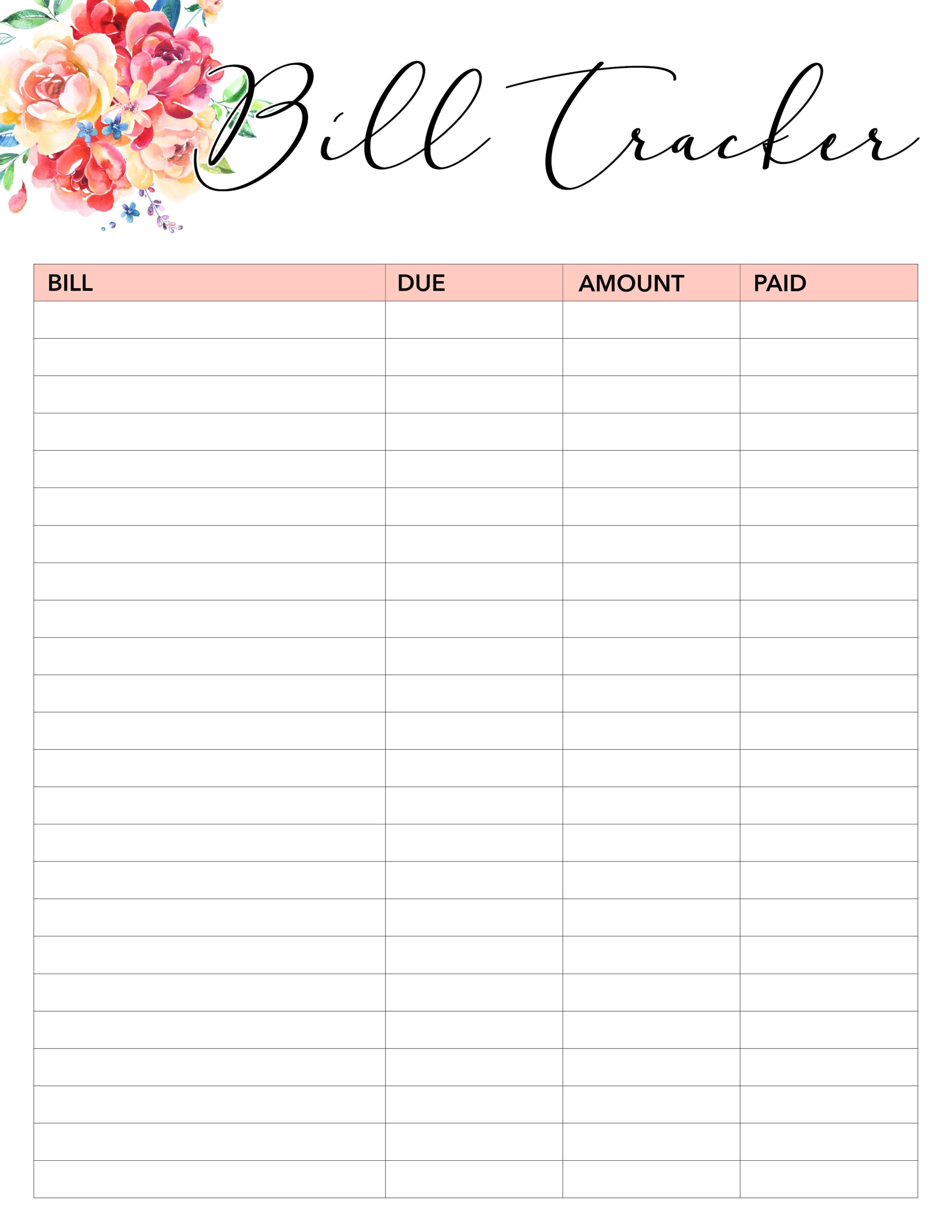 Free Printable Bill Tracker 74 Images In Collection Page 1 Free