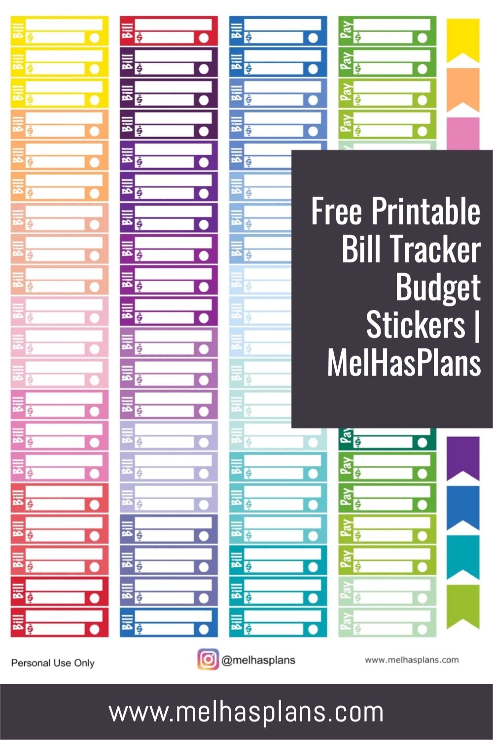Free Printable Bill Tracker Budget Stickers MelHasPlans Budget