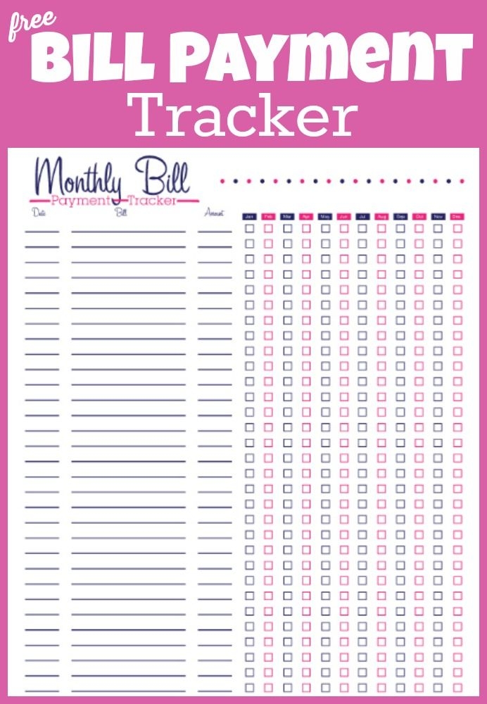 Free Printable Bill Tracker Manage Your Monthly Expenses Bill 