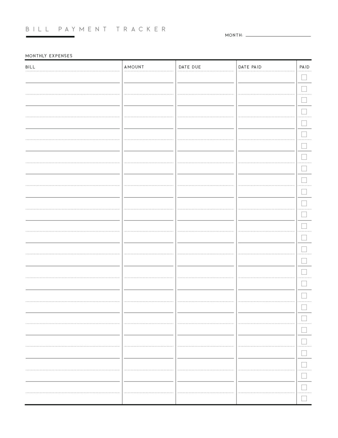FREE Printable Bill Tracker PDF World Of Printables