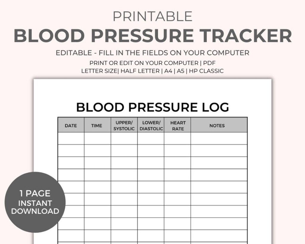 Free Printable Blood Pressure Tracker