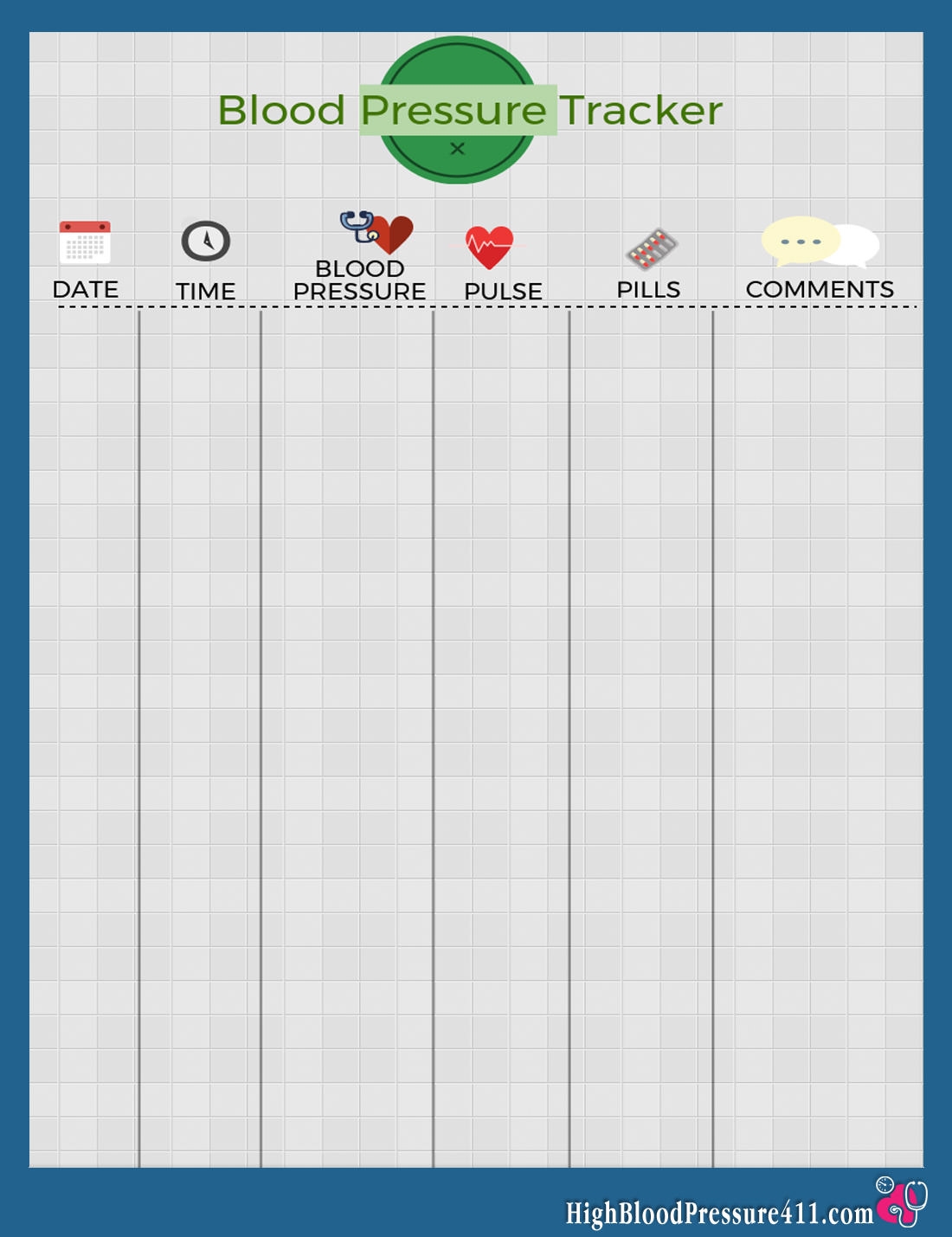 Free Printable Blood Pressure Tracking Chart Printable Templates