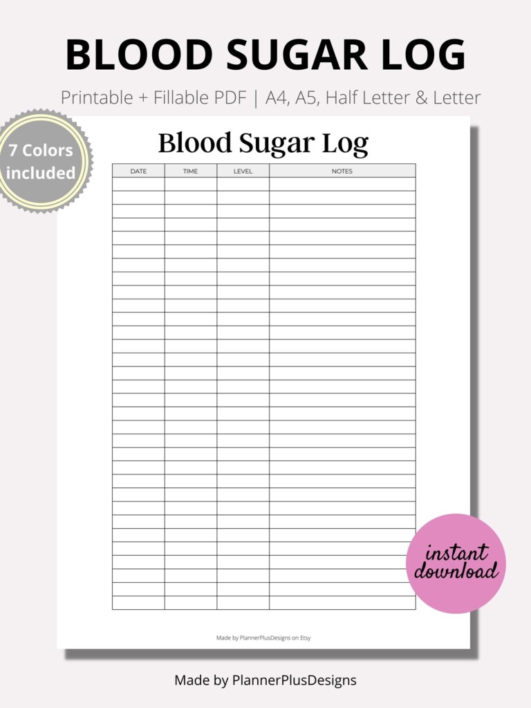 Free Printable Blood Sugar Log Pdf