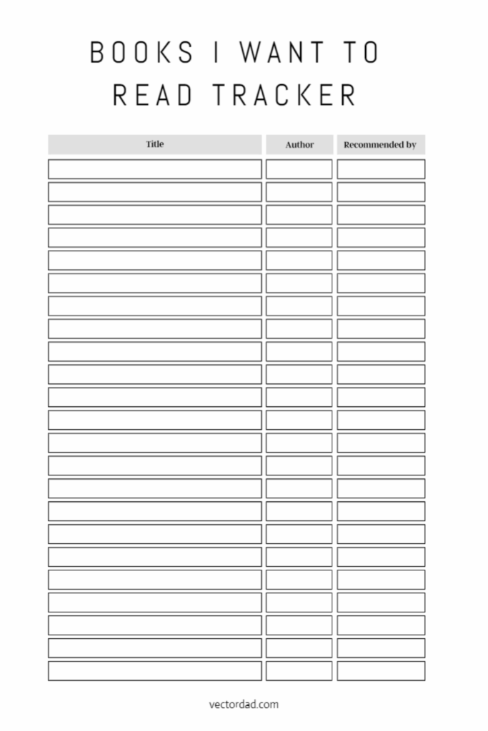 Free Printable Books I Want To Read Tracker Template Artofit