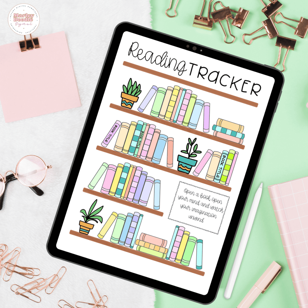 Free Printable Bookshelf Reading Tracker 50 Books Marley Doodle 