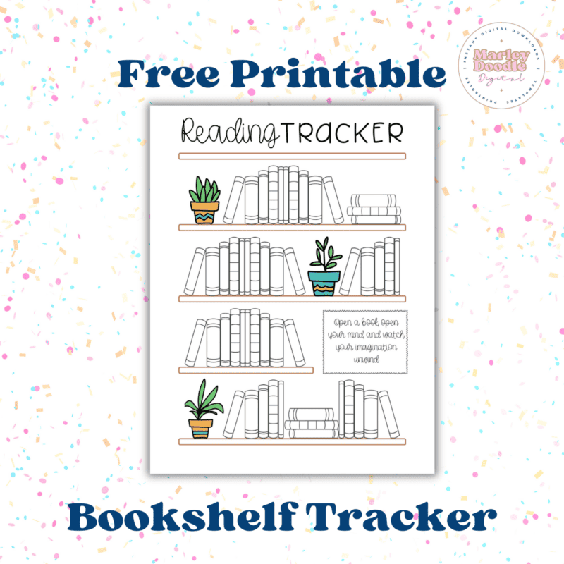 Free Printable Bookshelf Reading Tracker 50 Books Marley Doodle 