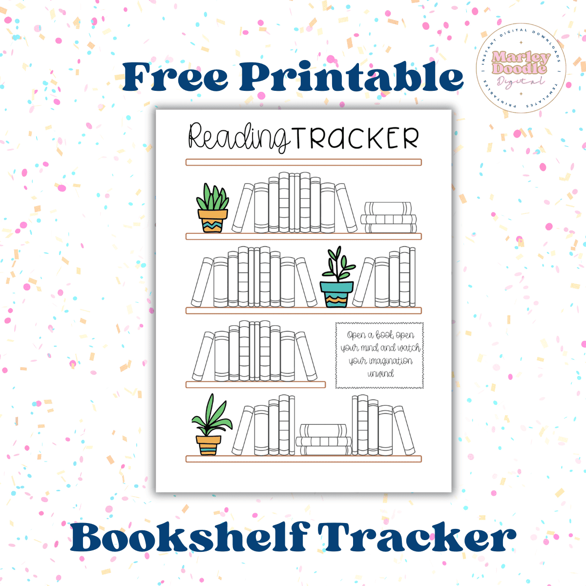 Free Printable Bookshelf Reading Tracker 50 Books Marley Doodle