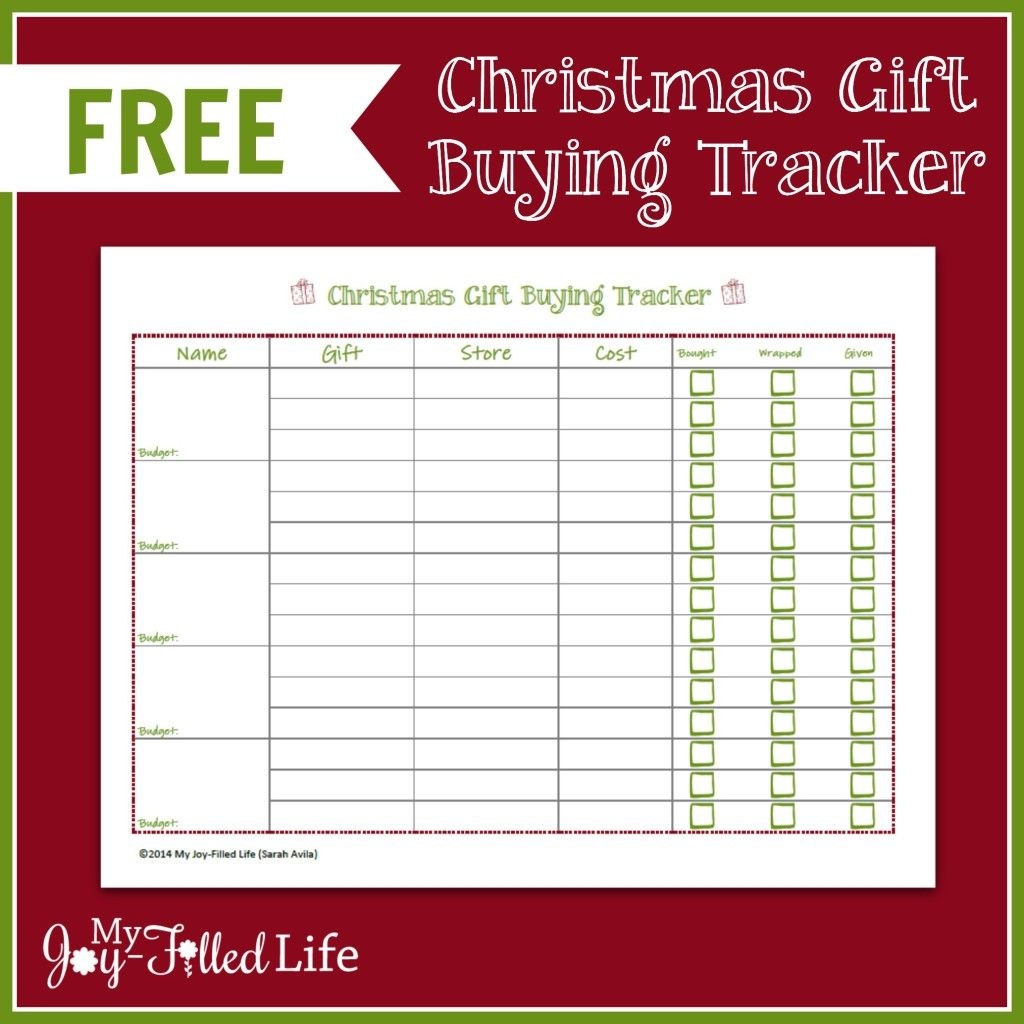 FREE Printable Christmas Gift Buying Tracker Free Christmas 