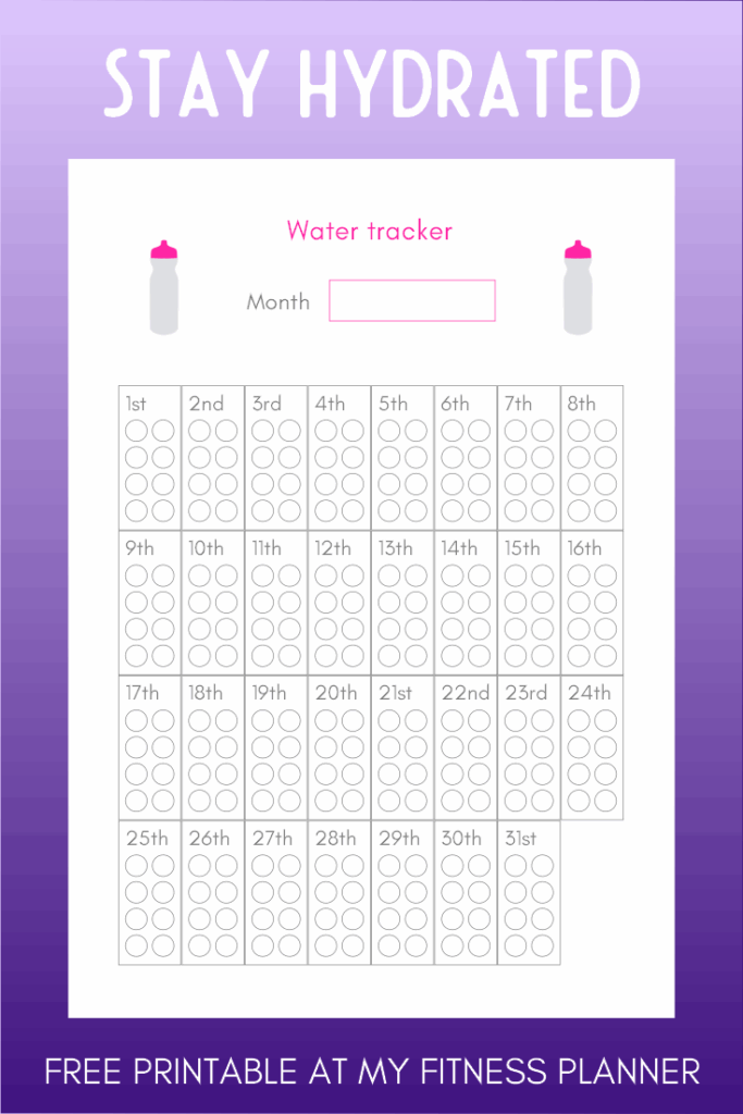 Free Printable Daily Water Intake Tracker