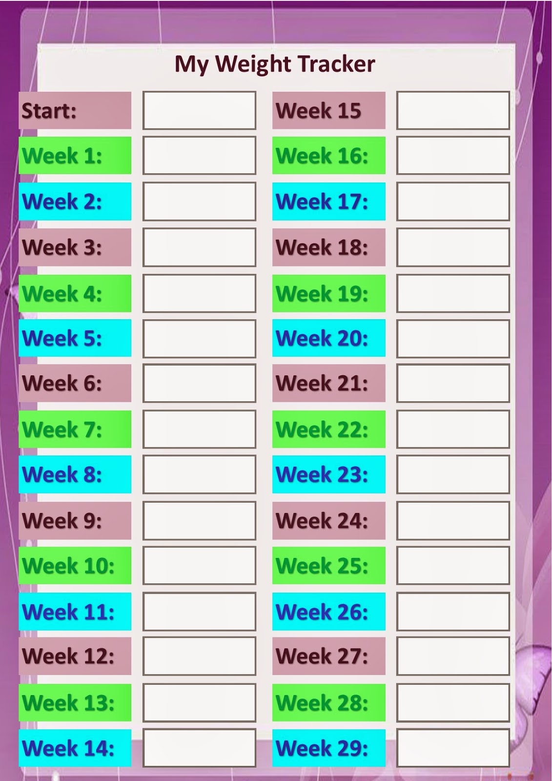 Free Printable Daily Weight Tracker