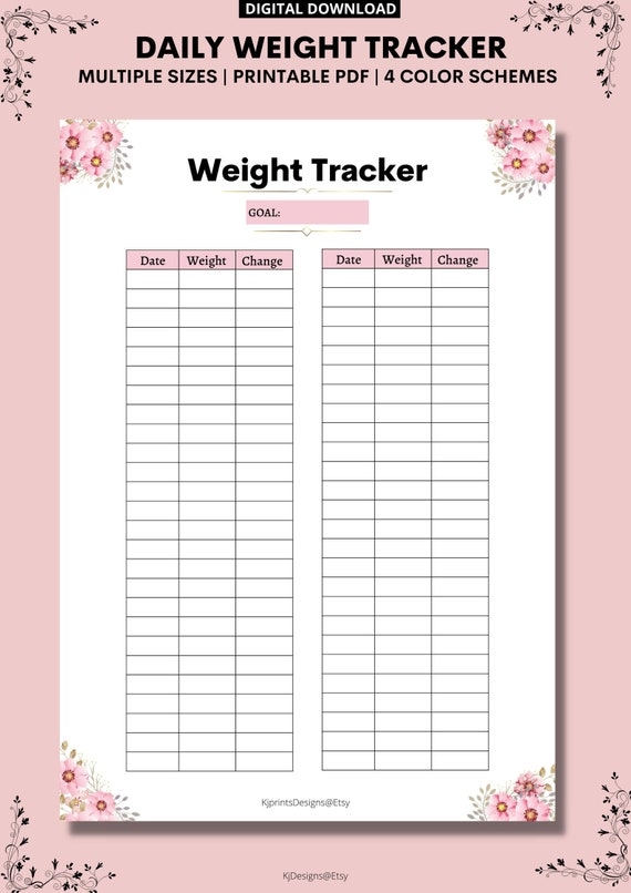 Free Printable Daily Weight Tracker