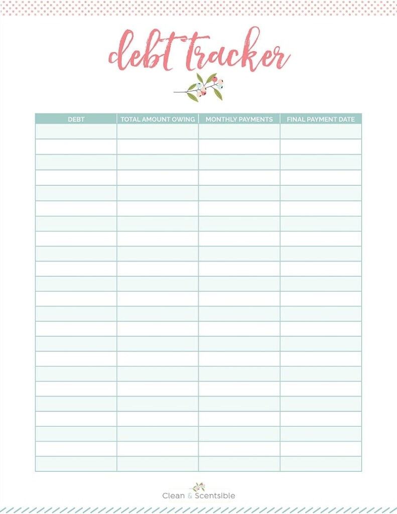 Free Printable Debt Tracker