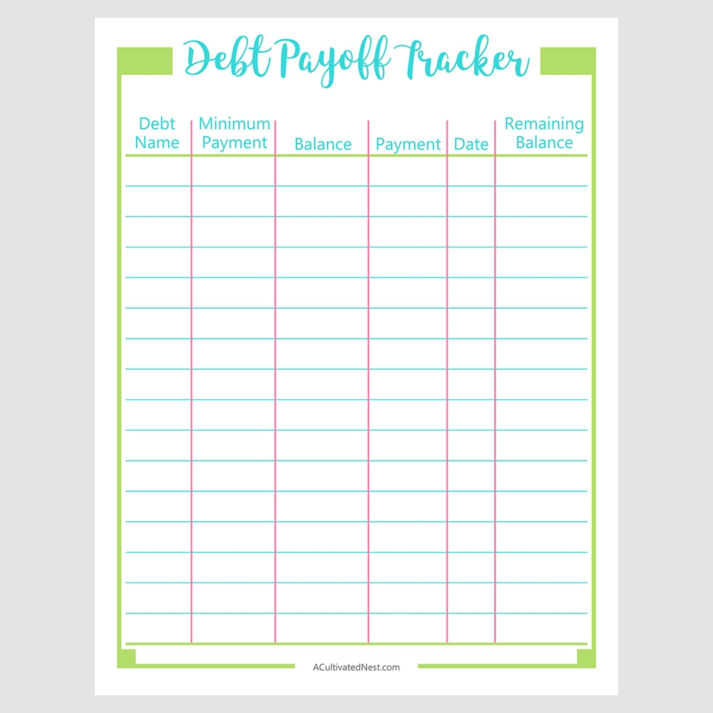 Free Printable Debt Tracker Chart