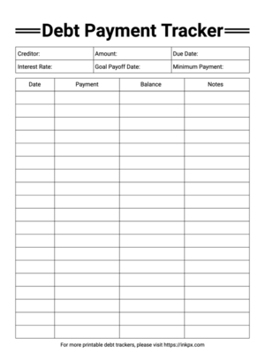 Free Printable Debt Tracker In PDF PNG And JPG Formats InkPx