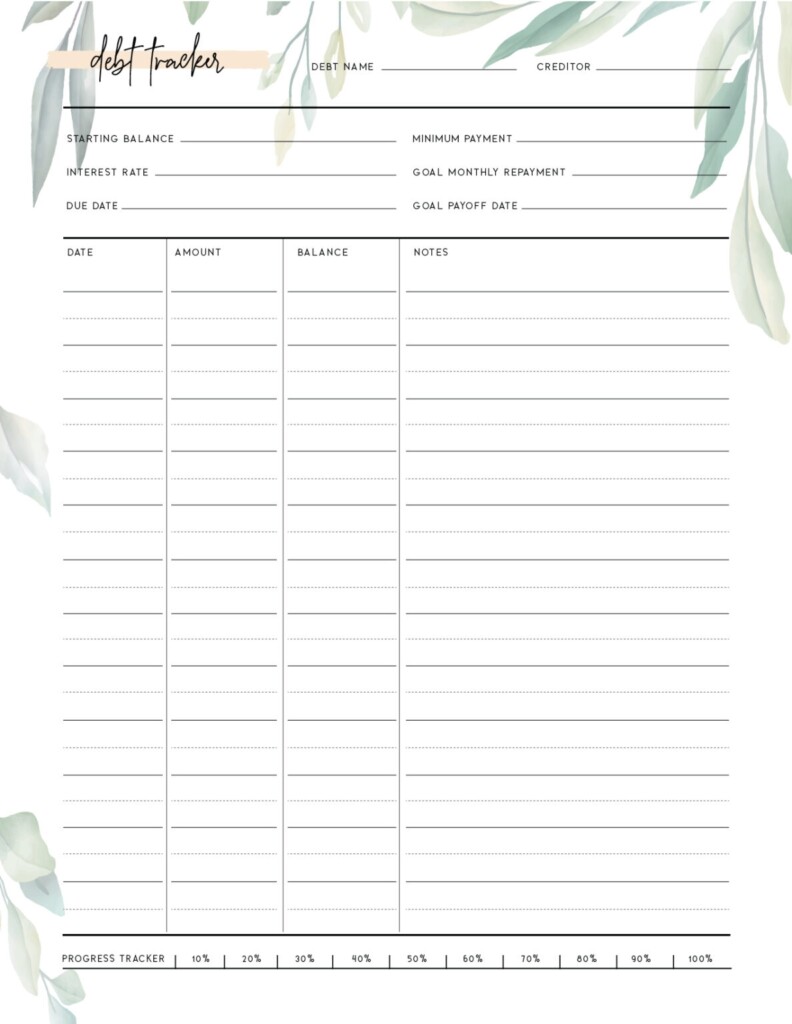 Free Printable Debt Tracker Use This To Payoff Your Debts Quicker