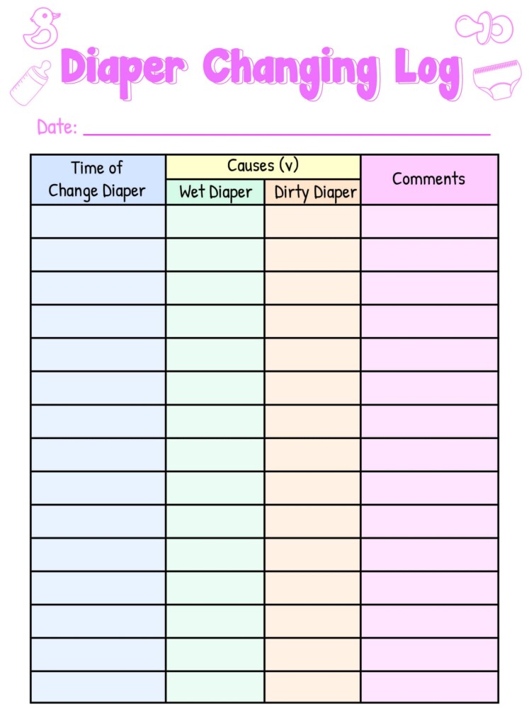 Free Printable Diaper Changing Log FREE Printables
