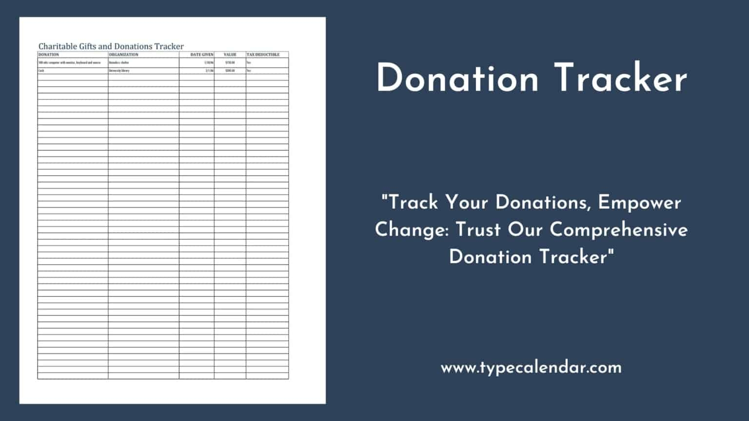 Free Printable Donation Tracker Templates Excel PDF Word