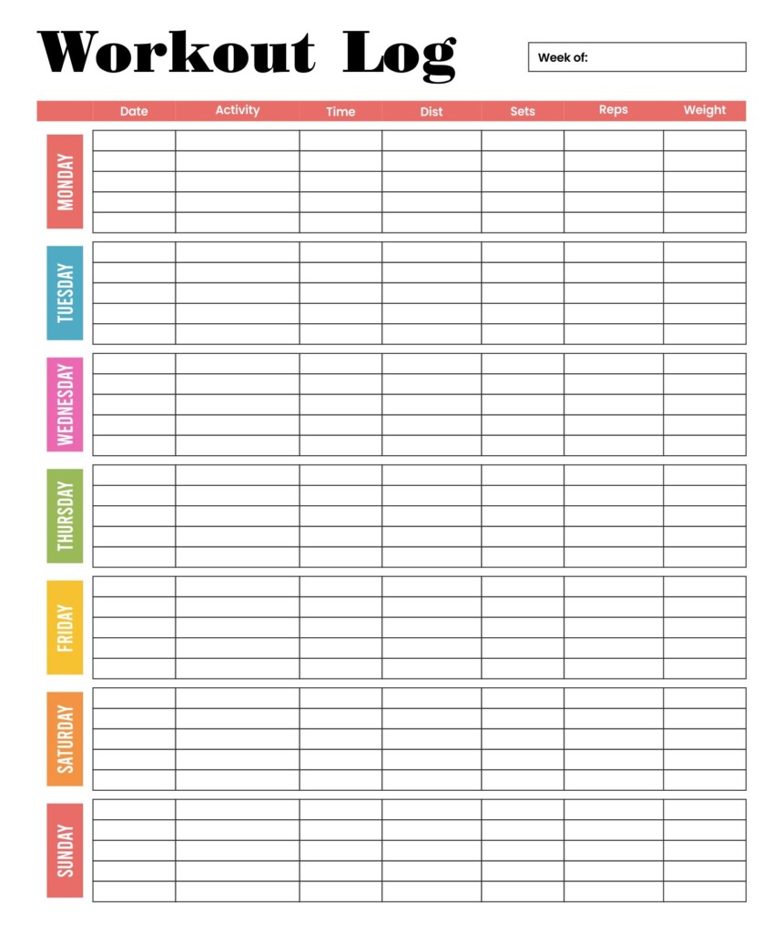 Free Printable Exercise Chart
