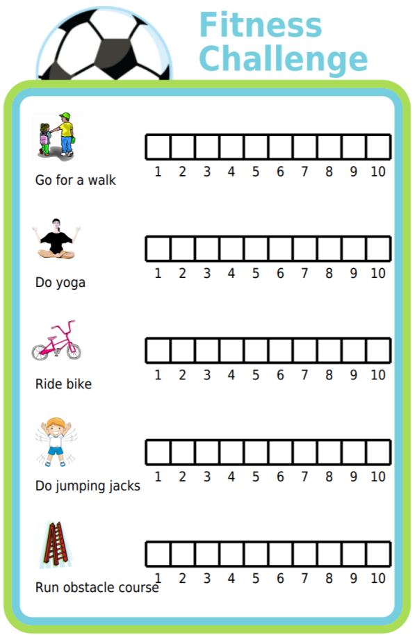 Free Printable Fitness Challenge Workout Challenge Kids Fitness 