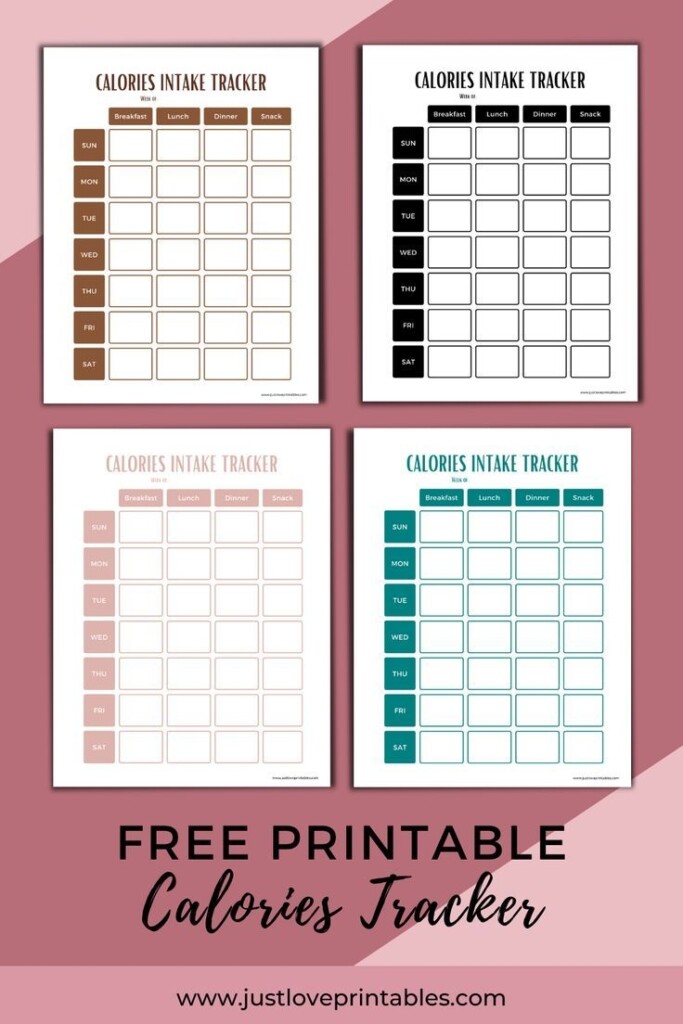 Free Printable Health Fitness Calories Tracker Calorie Tracker 
