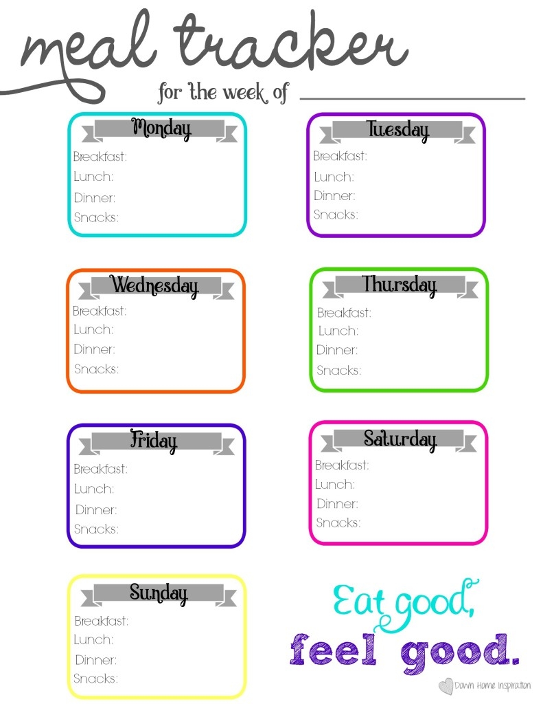 Free Printable Meal Tracker Down Home Inspiration