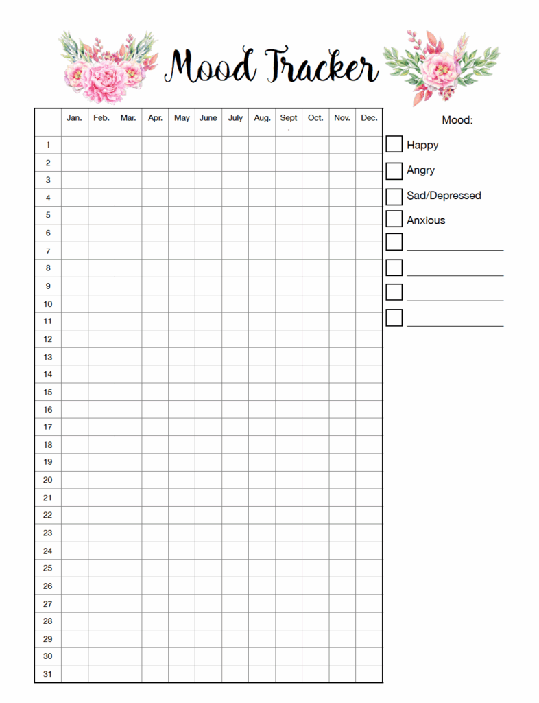 Free Printable Mood Tracker 4 Mood Tracker Charts