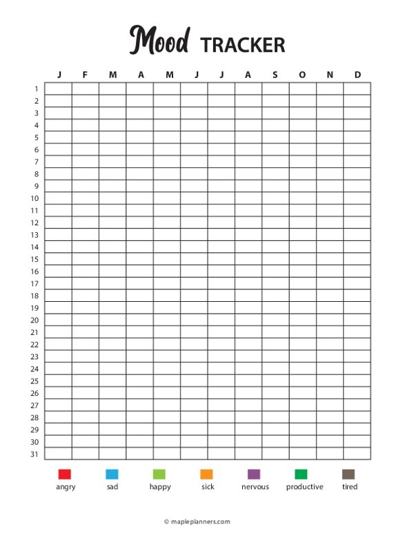 Free Printable Mood Tracker Template